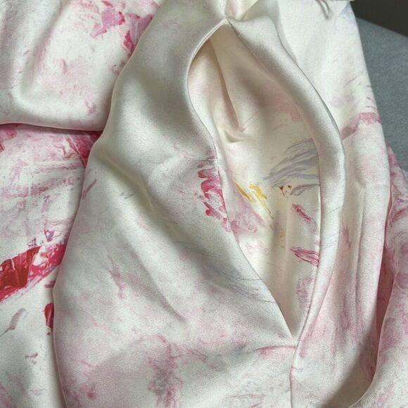 BCBG Maxazria Pink White Floral Satin Mini Dress Belted Pockets NWT 16 $348 MSRP - Picture 12 of 16